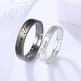 thumbnail image 5 of Matching Promise Rings for Couples Love Forever Wedding Bands Sets for Him and Her Black White Sterling Silver Plated Open Adjustable Stackable Ring Inspirational Jewelry Eternity Promise Engagement, 5 of 5