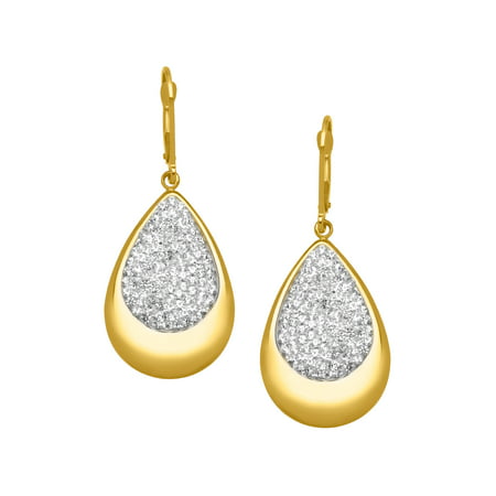 Luminesse Teardrop Drop Earrings with Swarovski Crystals in 14kt Gold-Plated Sterling Silver