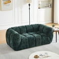 thumbnail image 3 of Chenille Pure Foam Sofa, Modern Quilted Cloud 2-Seater with Deep Seats, Rounded Armrests, for Living Room, Bedroom, Apartment, Green, 3 of 9