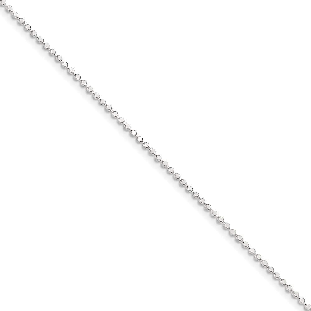 925 Sterling Silver 1.15mm Square Beaded Chain Anklet