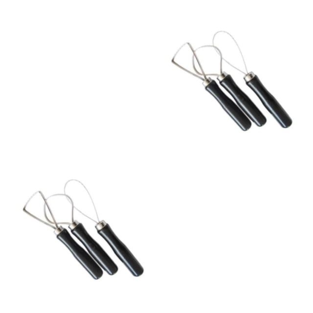 Ruiboury 3 Pieces Wood Pottery Clay Sculpture Steel Tool with Loop Big Flat Tool Wire Style A 2Set