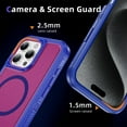 thumbnail image 7 of ELEHOLD for iPhone 16 Pro Max Case,Compatible with Mag Safe Accessory,Magnetic Heavy Duty Drop Protection Invisible Kickstand Rugged Military-Grade Protective Phone Case ,Blue+Rose, 7 of 7