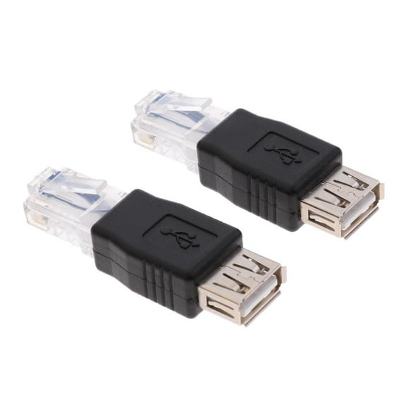 2x Male To USB 2.0 Female Adapter Plug Socket Network