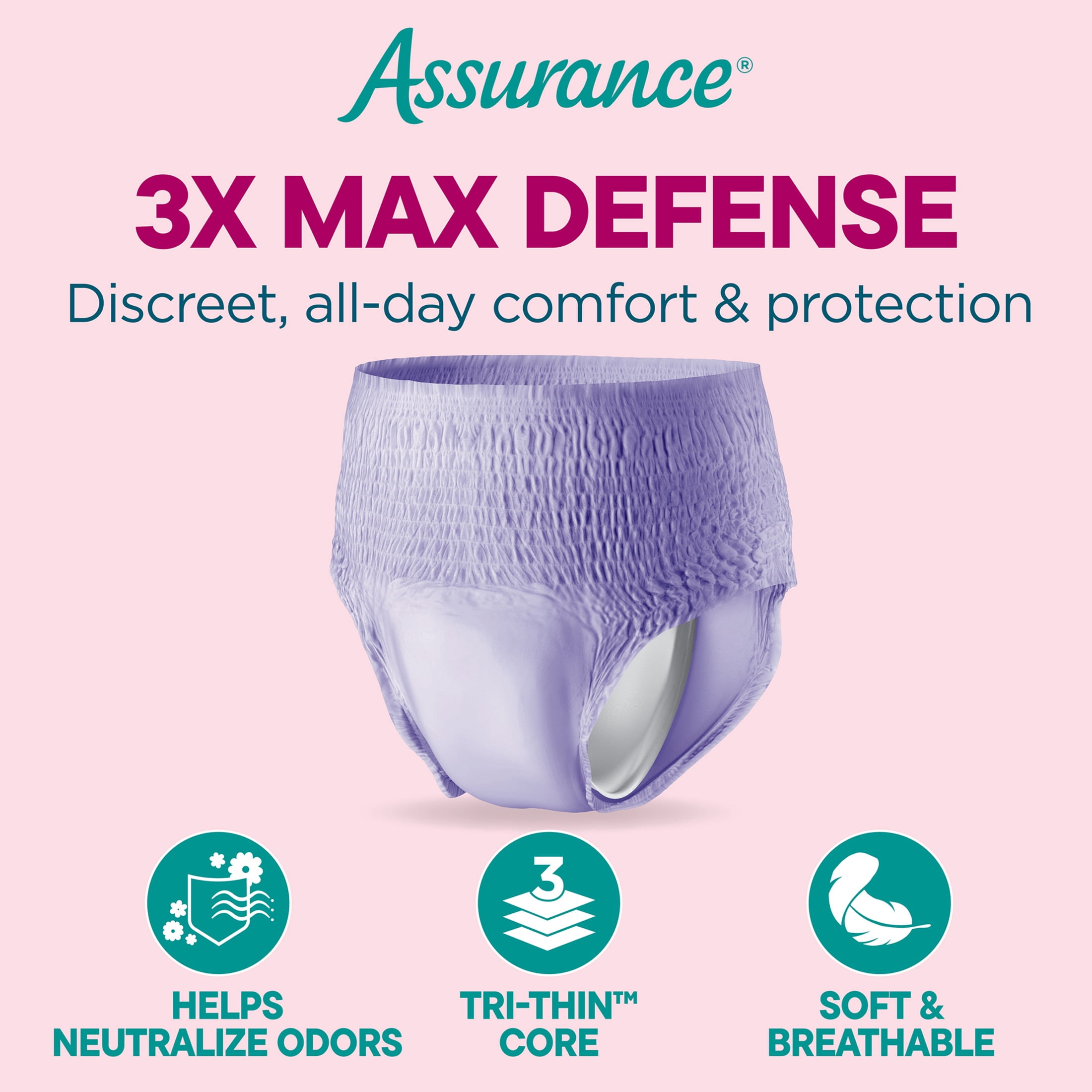 Assurance Women's Incontinence and Postpartum Underwear, L, Maximum Absorbency, 54 Count