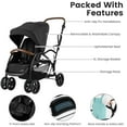 thumbnail image 5 of INFANS Double Stroller with Leather Handle, Front Seat 2-Position Recline, Rear Standing Board, 5-Point Harnesses, Dual Rear Brakes and Lockable Front Wheels, Baby Pushchair for Toddlers, 5 of 8