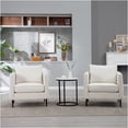 thumbnail image 3 of JERFIT Mid-Century Modern Velvet Accent Chair with Pillow, Ivory Upholstered Armchair for Living Room, Bedroom or Office, 3 of 10