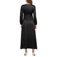 thumbnail image 3 of KelaJuan Women's Fall Midi Dress Long Sleeve Tie Knot Front Solid Color Satin Dress Long Flowy Dress, 3 of 6