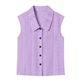 thumbnail image 5 of SSZMDLB Women Plus Size Collared Sleeveless Button Down Eyelet Blouse Casual Basic Solid Tshirt Top Summer Travel Outfits Work Shirt, Purple XL, 5 of 6
