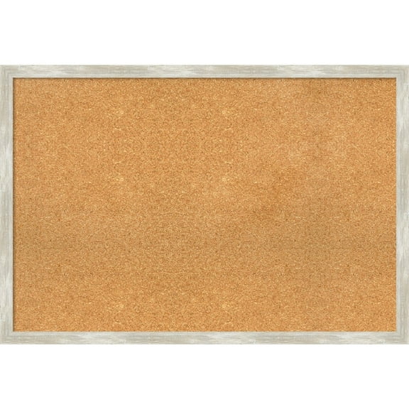 Amanti Art Natural Cork Board Framed Crackled Metallic Narrow Bulletin Board 38 in. x 26 in.