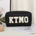 thumbnail image 2 of Bolsa de cosméticos de gran capacidad para viajes y vacaciones, con pegatinas del alfabeto bordadas, para cosméticos y productos para el cuidado de la piel, 2 of 4