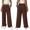thumbnail image 2 of Girls Sweatpants Kids Drawstring Hem Oversized Pants Teen Girls Wide Leg Baggy Pants Pockets Classic Elastic Waist Trousers, 2 of 7