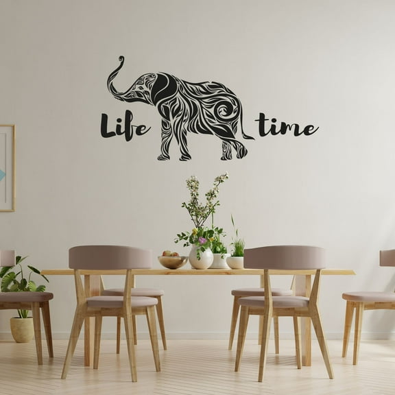 Life Time Beautiful Elephant Silhouette Animal Design Cute Elephant Quote Elephant Design Vinyl Wall Sticker Art Decal Boys Girls Kids Room Design Bedroom Home Sticker Decoration Size (18x20 inch)