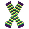 thumbnail image 1 of Zhuge Guantes largos sin dedos a rayas para mujer, calentadores de brazos tejidos de invierno para punk rock, cosplay, gótico y fiestas navideñas, color negro, verde y amarillo, 1 of 4
