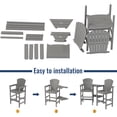 thumbnail image 4 of FOOWIN Tall Adirondack Chair Set of 2, HDPE All-Weather Adirondack Bar Stools with Connecting Tray, Grey, 4 of 9