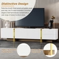 thumbnail image 6 of TV Stand for TVs Up to 80'',Modern Entertainment Center with Storage Cabinets & Drawers,Smooth Media Console with Fluted Panels and Golden Wood Grain Legs for Living Room,White, 6 of 9