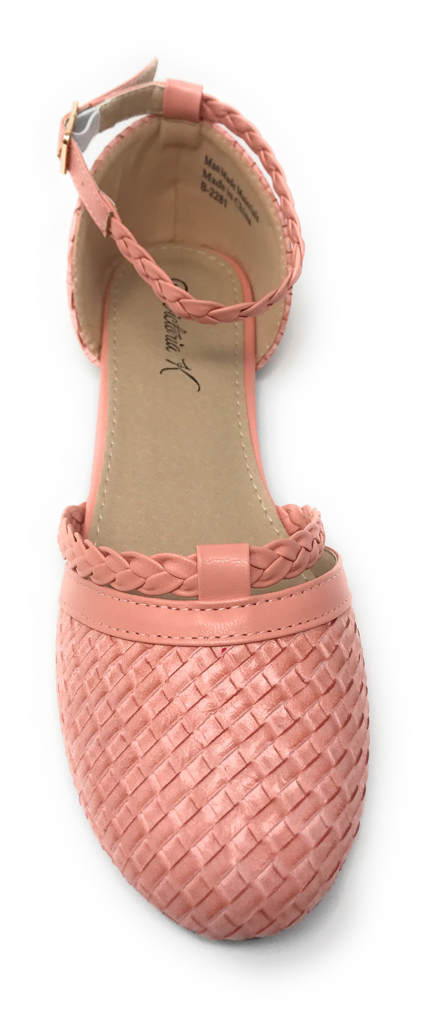 Victoria K Women's Basket Weave With Braid Straps Ballerina Flats
