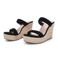 thumbnail image 2 of Women  wedge-shaped thick soled sandals with double straps woven slippers, summer cute slippers, beach vacation sandals, 2 of 4