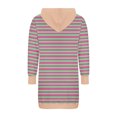 thumbnail image 4 of SMihono Fashion Women's Striped Pullover Dress Casual Long Sleeve Drawstring Hoodies Fashion Color Block Sweatshirt Tunic Dresses Hot Pink 6, 4 of 5