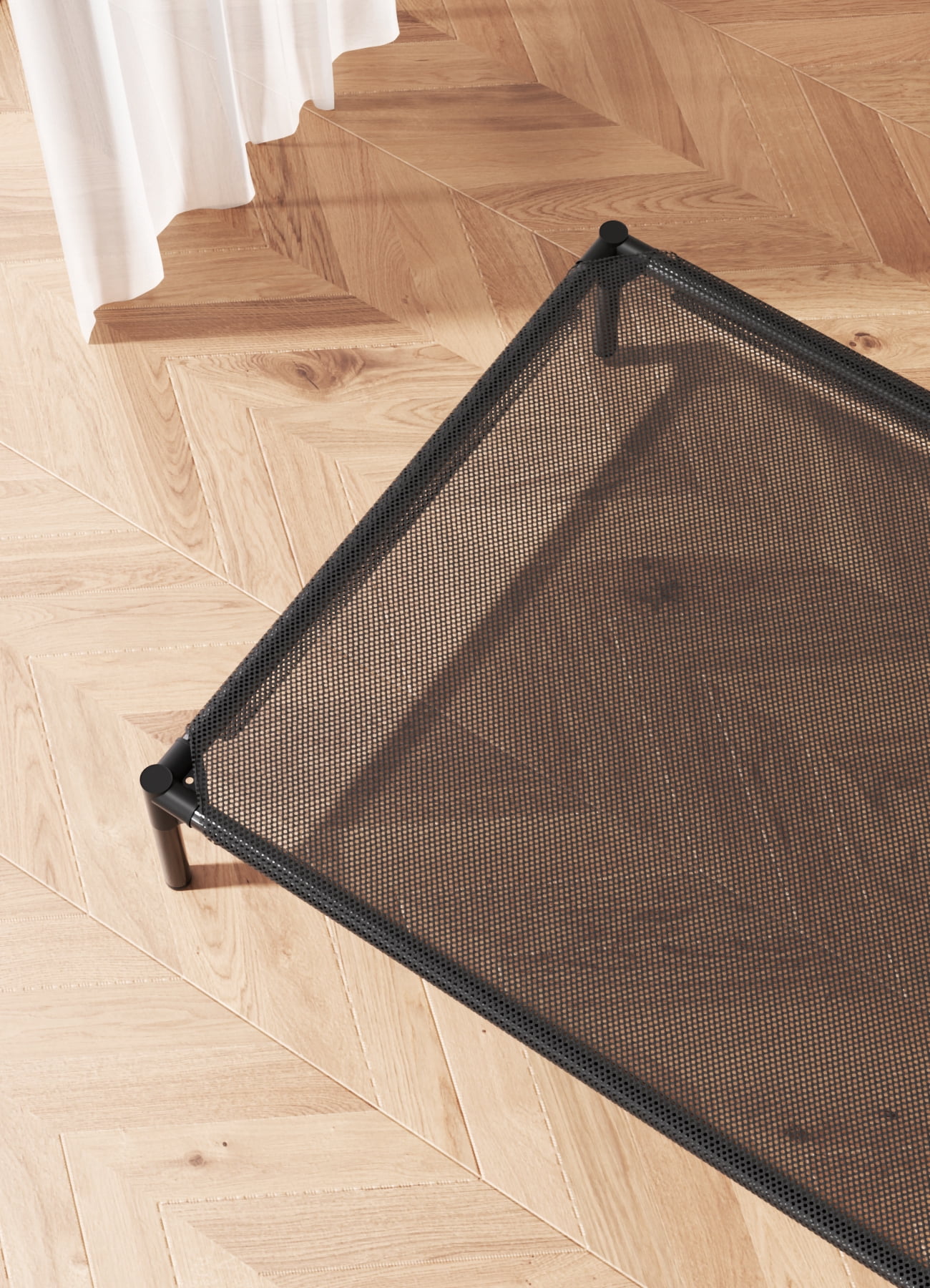 Elevated Dog Bed for Large Dogs, Raised Dog Cot Fits Up to 120 LBs, Heavy Duty Pet Cots with Durable Supportive Teslin Recyclable, Indoor & Outdoor Pet Bed, Black/L