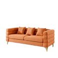 thumbnail image 4 of Chesterfield Teddy Fabric Upholstered Sofa, 3 Seaters Couch with Pillows and Metal Legs for Living Room Office Apartment, 4 of 12