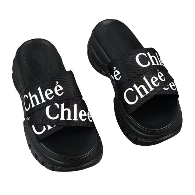 Sandalia de suela gruesa para mujer, sandalia con plataforma abierta y tobogán para piscina de playa de verano