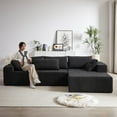 thumbnail image 2 of 108" Cloud Sectional Couch with L-Shaped Chaise, Modern Modular Sectional Sofa with Deep Seat, Chenille Upholstered Couch for Living Room, Free Combination, Right Chaise, Black, 2 of 9