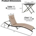 thumbnail image 2 of Chaise Lounge Outdoor Set of 3, Pool Lounge Chairs with Adjustable Backrest & Folding Table, Wicker Outside Furniture for Patio Backyard Porch Borwn, 2 of 15