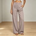 thumbnail image 2 of Hurxie Wide Leg Sweatpants for Women Fold Over Low Rise Flare Yoga Lounge Pants Back to School Clothes for Teen Girls Khaki,M, 2 of 7