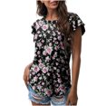 thumbnail image 1 of Camiseta divertida de manga corta con cuello redondo para mujer, camiseta estampada de manga corta con volantes OAVQHLG3B Store lin121212, 1 of 5