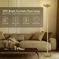 thumbnail image 2 of 30W Torchiere Floor Lamp Gold, 3600LM Bright Stepless Dimmable Floor Lamp, 71 Inch LED Standing Lamp 3000K, Rotary Switch, I Inch Thick Pole, Tall Metal Torch Floor lamps for Living Room/Bedroom/Den, 2 of 17
