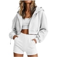 thumbnail image 2 of Women's 2-Piece Tracksuit, Zip-Up Cropped Hoodie & Matching Shorts, Soft set for lounge days, morning walks and casual vacations White S, 2 of 7