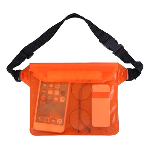 Bolsa Bolso seca de PVC para deportes al aire libre, impermeable, con bolsillo, riñonera (naranja)