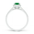 thumbnail image 2 of ANGARA Natural Twin Shank Emerald Halo Ring with Diamond Accents in 14K White Gold for Women (Size-5mm) | May Birthstone, Birthday, Anniversary, Jewelry Gift for Women | Natural Emerald Ring, 2 of 7