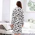 thumbnail image 3 of Print Black And White Cow Female Robe Home Clothing Nightwear Solid Colour Kimono Bathrobe Gown Winter Warm Home Dressing Gown (9,M), 3 of 7