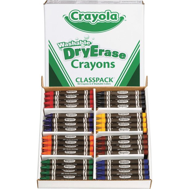 Crayola Washable Dry Erase Crayons, Classpack, Assorted Colors, 96