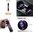 thumbnail image 5 of Jeiento Purple Devil Girl Rose Car Seat Cover Set Auto Steering Wheel Cover Seat Belt Strap Pads Cup Holder Trash Bag Air Vent Storage Pocket Keychain 12 Piece Automobile Accessories Universal Fit, 5 of 7