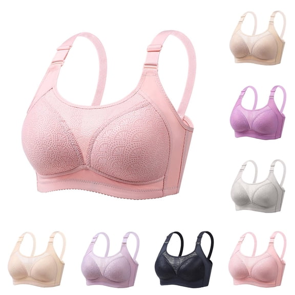 Rvasteizo Plus Size Womens Bras Lace Embroidery Breathable Wireless Comfortable Thin,XL