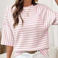 thumbnail image 4 of Hilenly Oversized Tshirts for Women Short Sleeve Striped Tee Shirt Casual Crewneck Summer Tops, 4 of 9