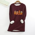 thumbnail image 1 of Liquidation d'Halloween Hauts à Manches Longues pour Femmes Col Rond avec Poche Épaissi en Peluche Chaude Hauts d'Automne pour Femmes 2023 Tendance en Liquidation, 1 of 5