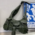 thumbnail image 3 of Bolsos de moto y motociclista para mujer, bolsos y carteras de diseñador de lujo, novedad de 2023, en PU con remaches, múltiples bolsillos, Y2K, gran capacidad, para el hombro, 3 of 5