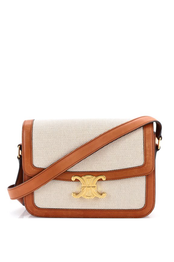 Pre-Owned Triomphe Shoulder Bag Canvas with Leather Medium By Rebag