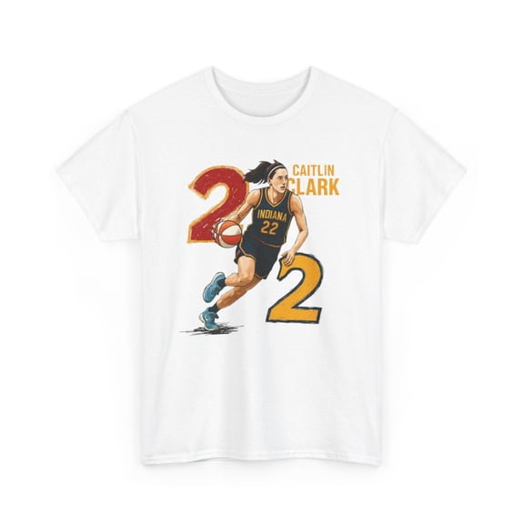 Caitlin clark Basketball Cartoon Unisex Heavy Cotton Tee-KWBCC2267-White-5XL