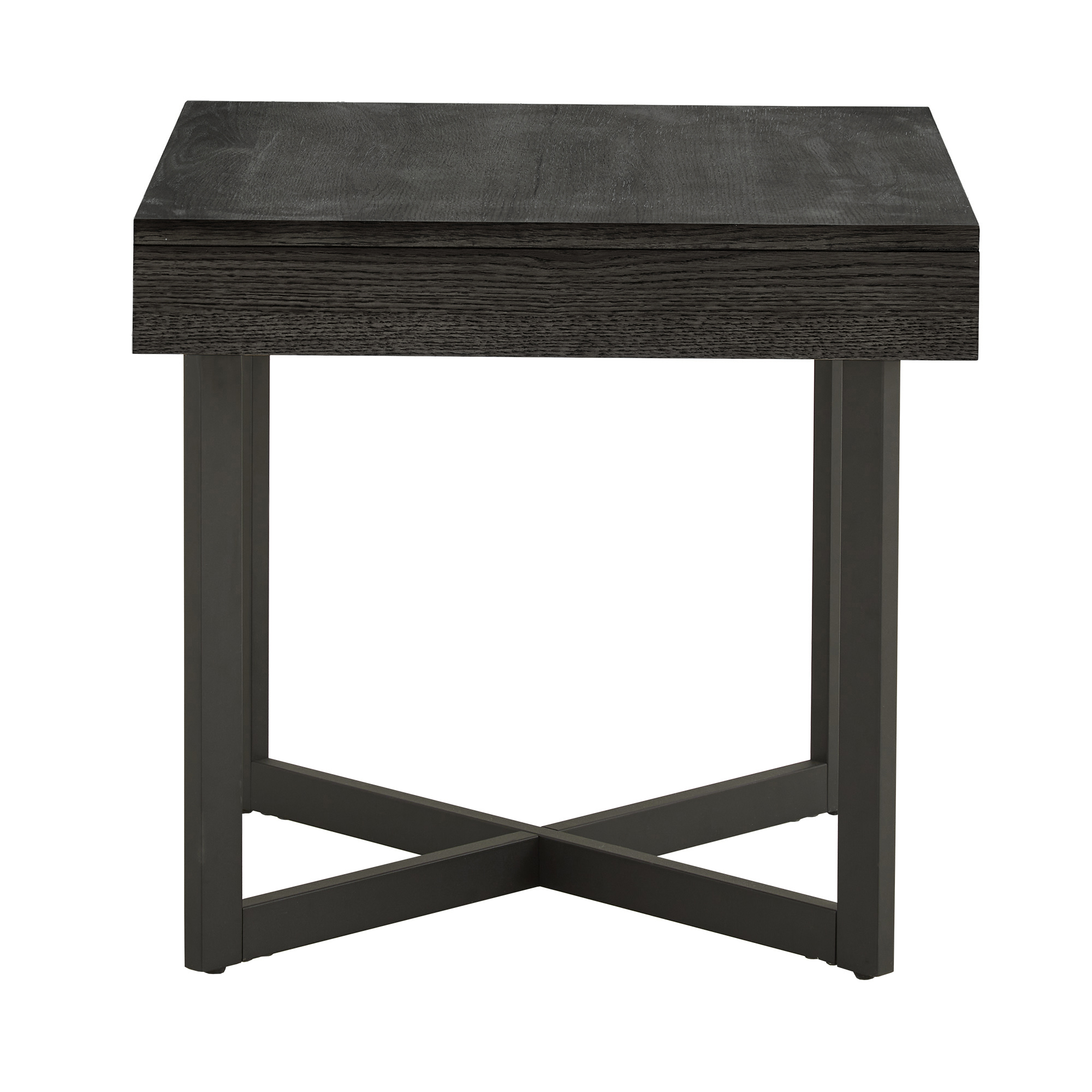 Weston Home Nadian Wood and Metal End Table with Drawer in Brown and Black