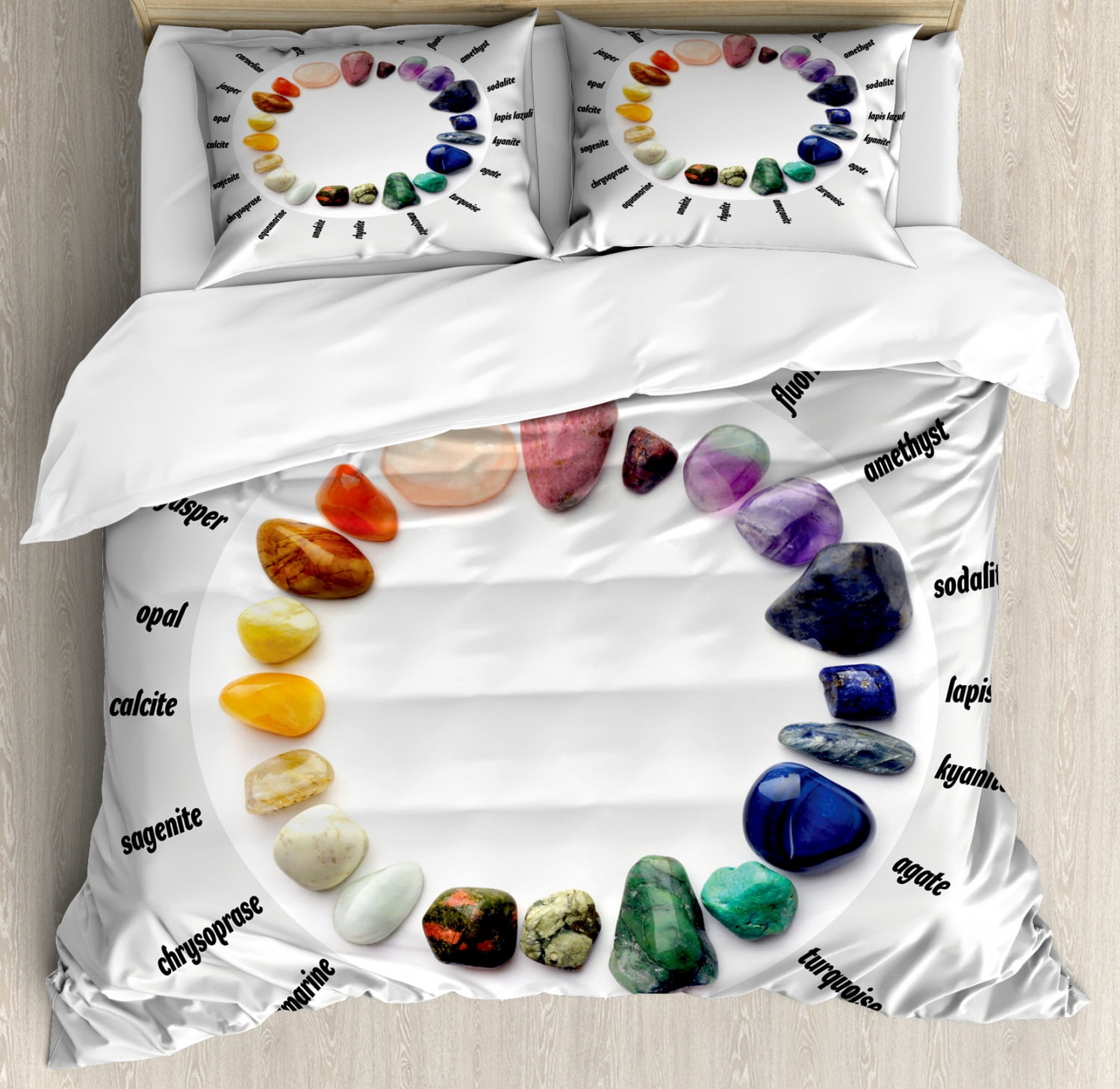 Colorful Duvet Cover Set Queen Size, Meditative Stones Pattern in ...