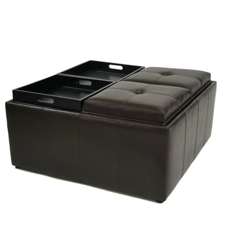 Viscologic Collection Square Tray Top, Leather Ottoman Coffee Table Canada