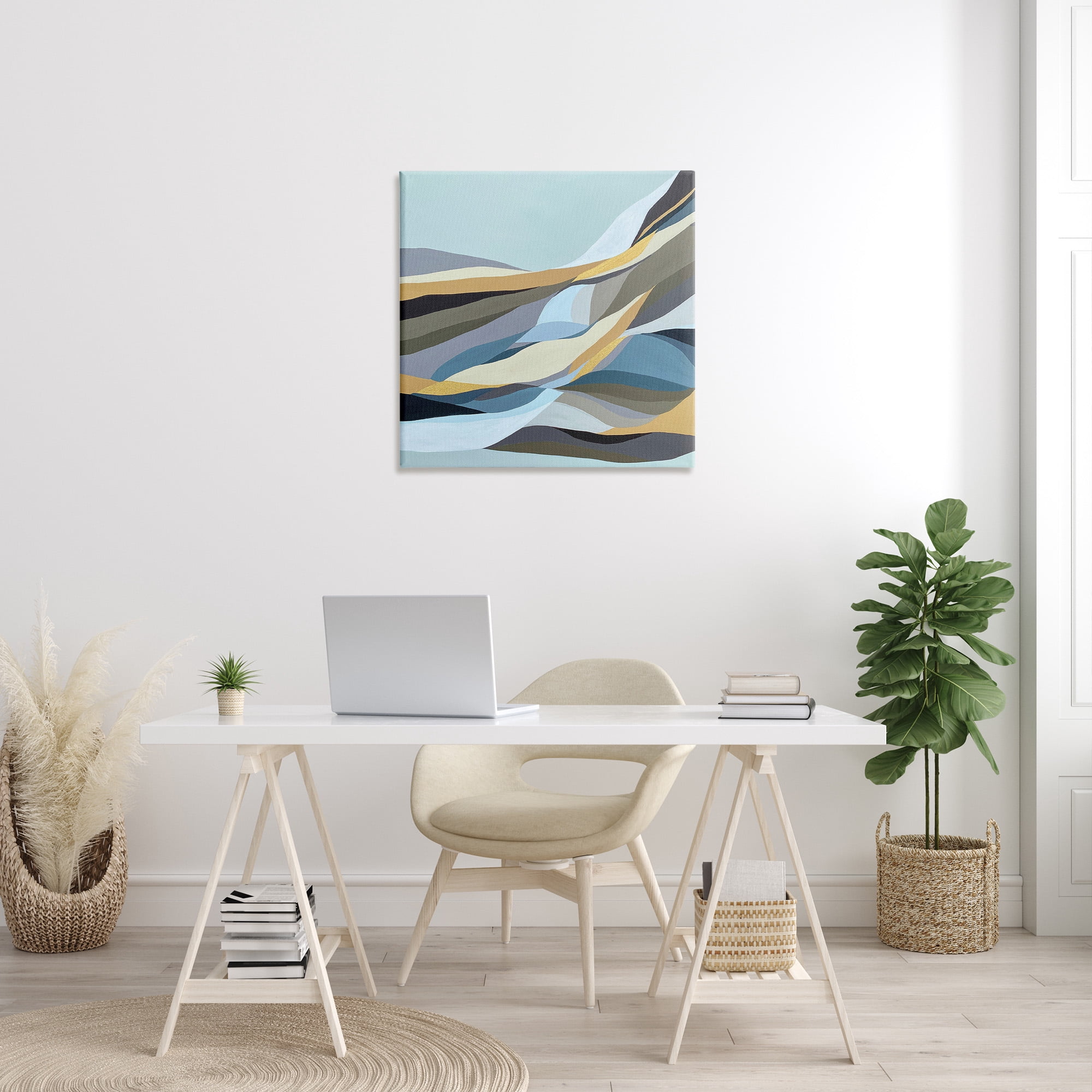 Stupell Industries Geometric Mountains Landscape Abstract Painting Gallery Wrapped Canvas Art Print Wall Art, 30 x 30