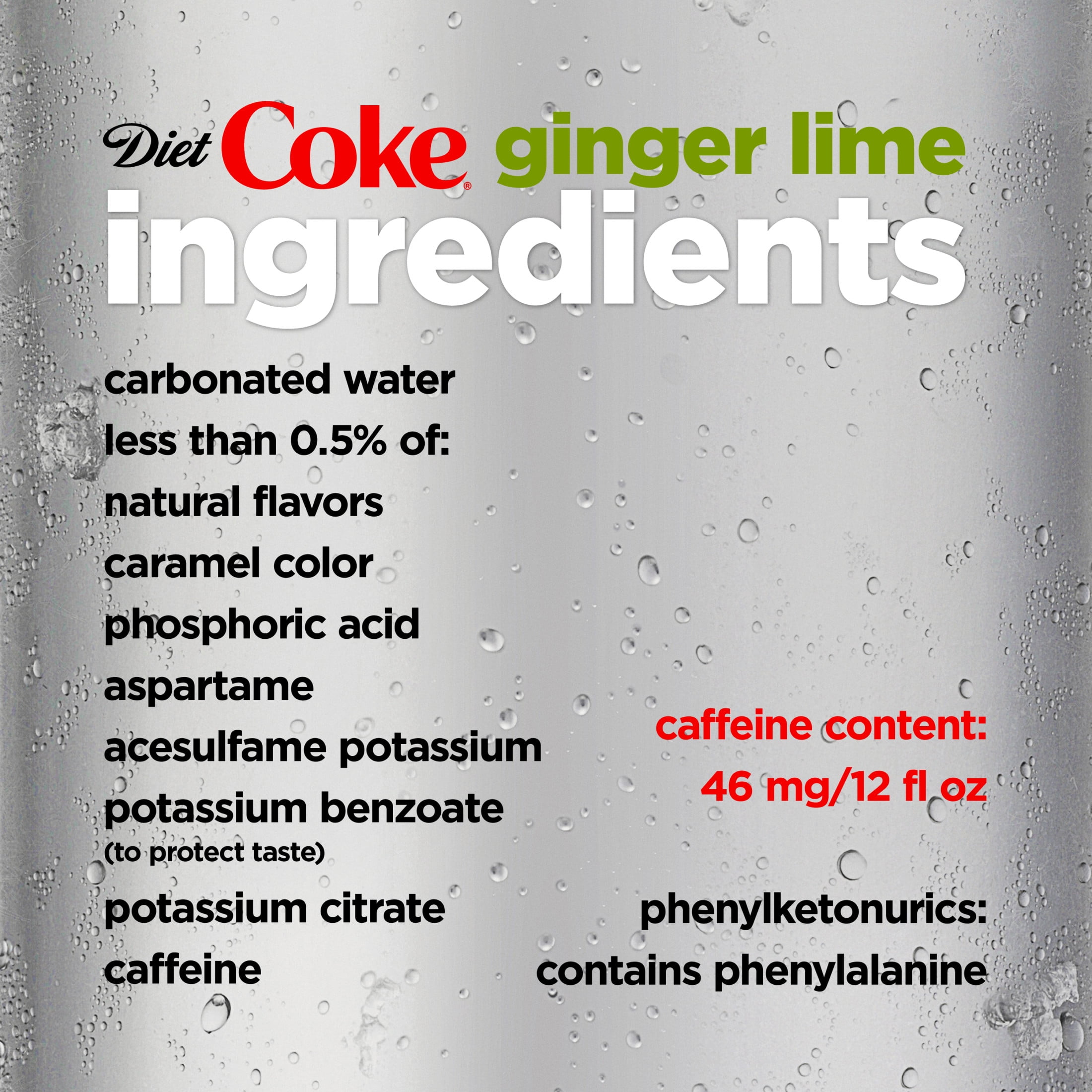 Diet Coke Ginger Lime Soda Soft Drink, 12 fl oz, 8 Pack