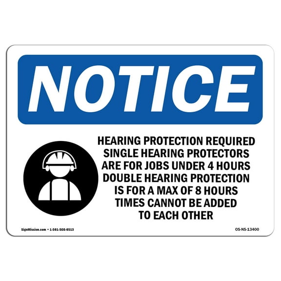 OSHA Notice Sign - Hearing Protection Required | Plastic Sign | Protect Your Business, Construction Site, Warehouse & Shop Area |  Made in the USA
