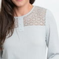 thumbnail image 4 of Elsie & Zoey Selena XL Light Gray 3/4 Sleeve Ribbed Jersey Henley Blouse for Women, 4 of 7
