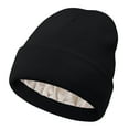 thumbnail image 7 of Women Satin Lined Knit Beanie Hat Winter Hats for Women Men Silk Lining Soft Slouchy Warm Cuffed Beanie Hat (Caramel), 7 of 7